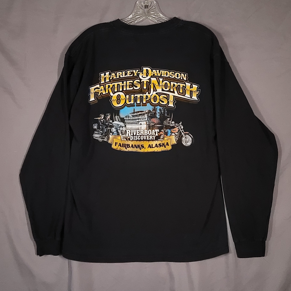🔥 Harley Davidson Alaska Long Sleeve Tee L Farthest North Outpost Fairbanks Bik